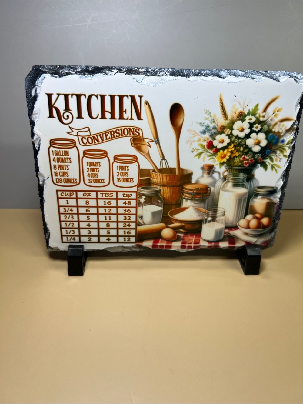 Hand Crafted Kitchen Conversions Slate Plaque - White, Brown, Cream